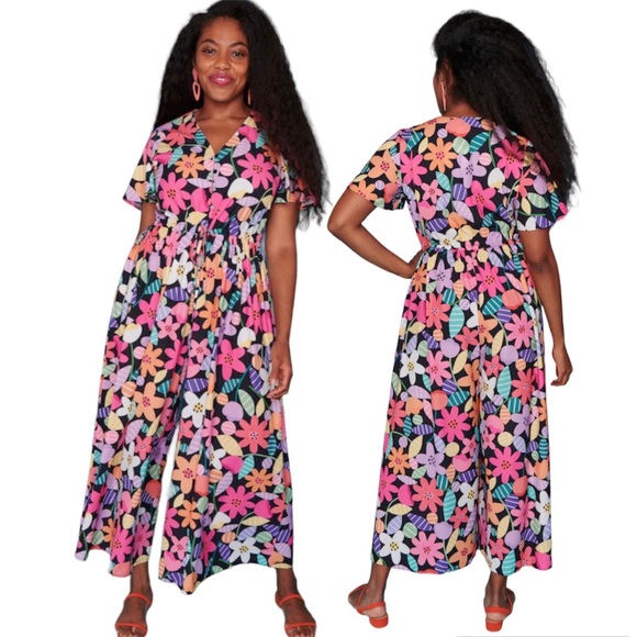 Little Party Dress Pants - LPD Little Party Dress Justine Spring Fling Jumpsuit One-Piece Floral Size S 10